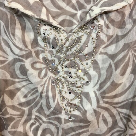 INC International Concepts Embellished Sheer Nylon Tunic Top Size Medium - Picture 5 of 7